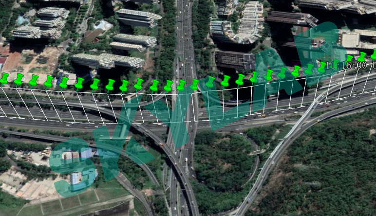高架桥环境，卫星信号有遮挡路测效果图